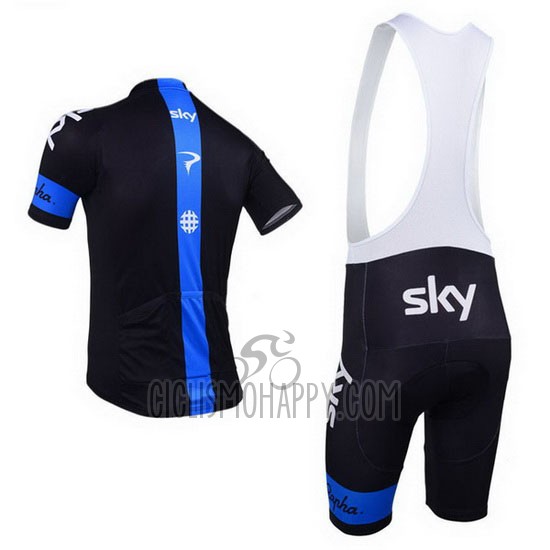 Sky Cycling Jersey Bib Short 2013 Short Sleeve Blue and Black